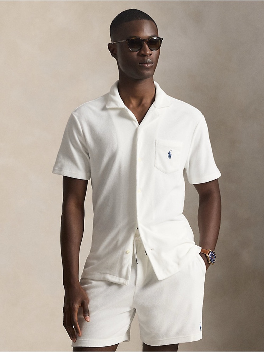 Polo Ralph Lauren Custom Slim Fit Terry Camp Shirt New Size Medium